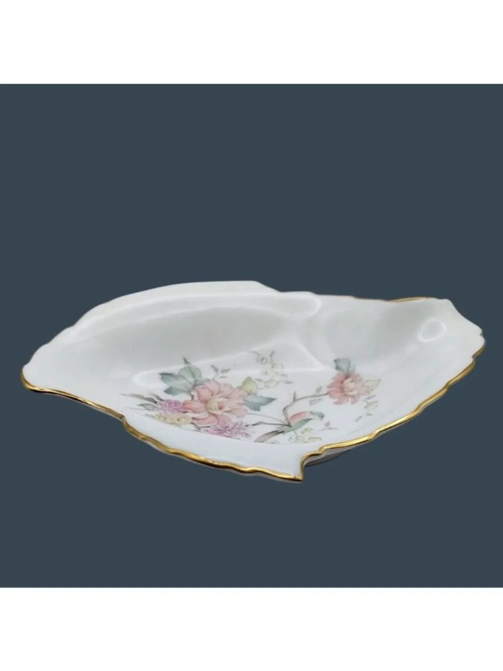 Royal Doulton Mystic Dawn Bone China Leaf-Shaped Trinket Nut Dish England 1985